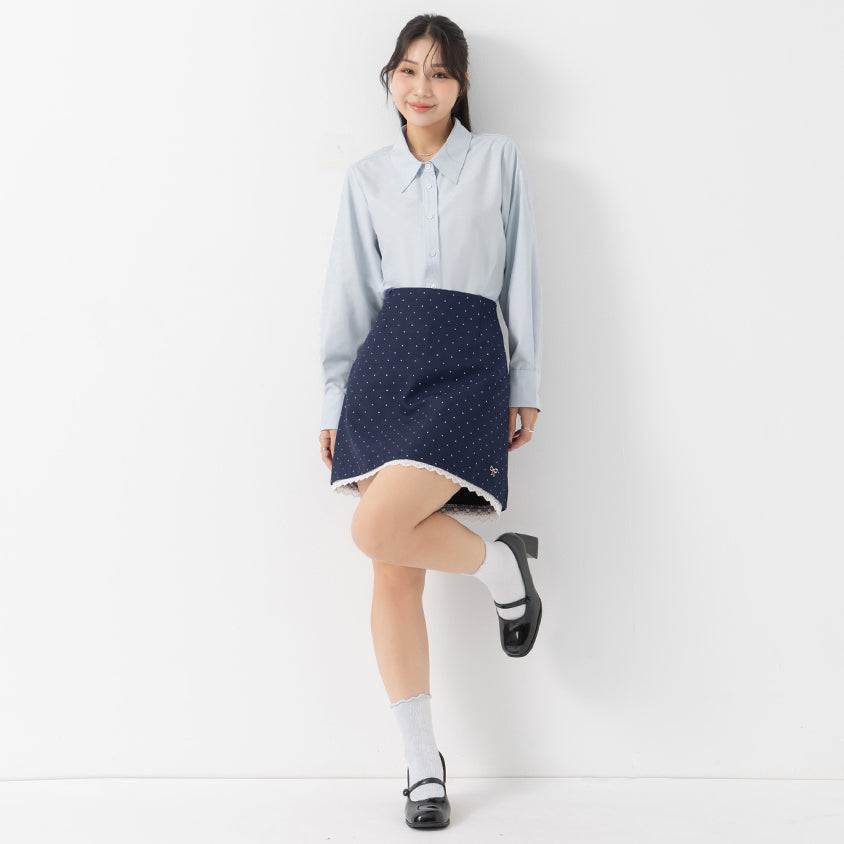 MISS. Easy-Care Contrast Color Long Sleeve Plus Size Shirt