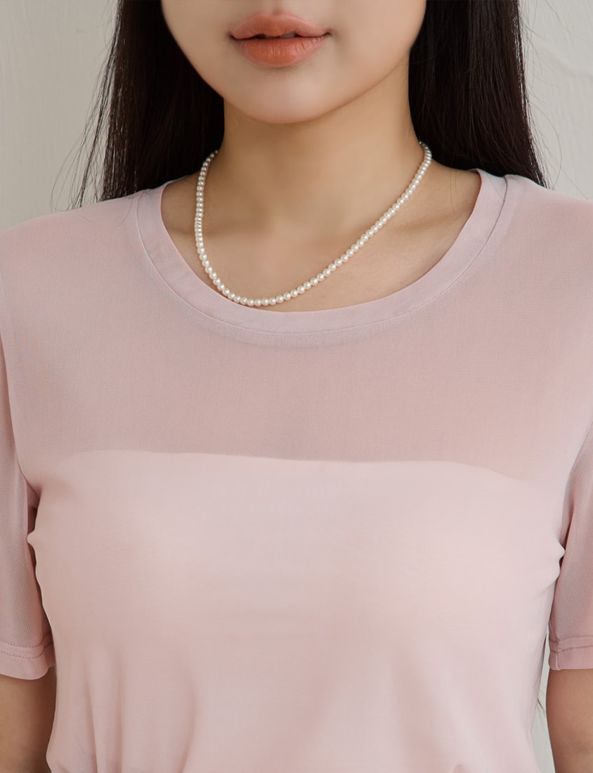 MISS. Casual Sheer Crewneck Plus Size Top