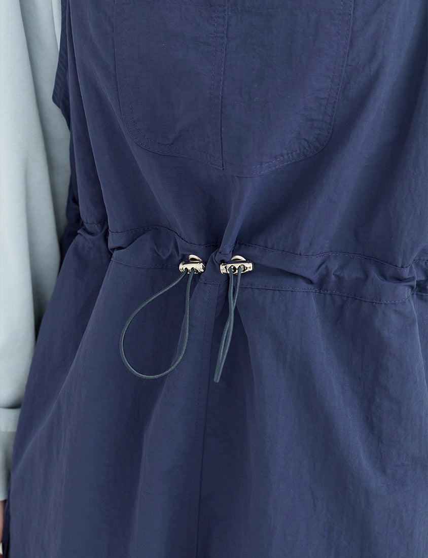Vintage Utility Adjustable Strap Plus Size Maxi Dress