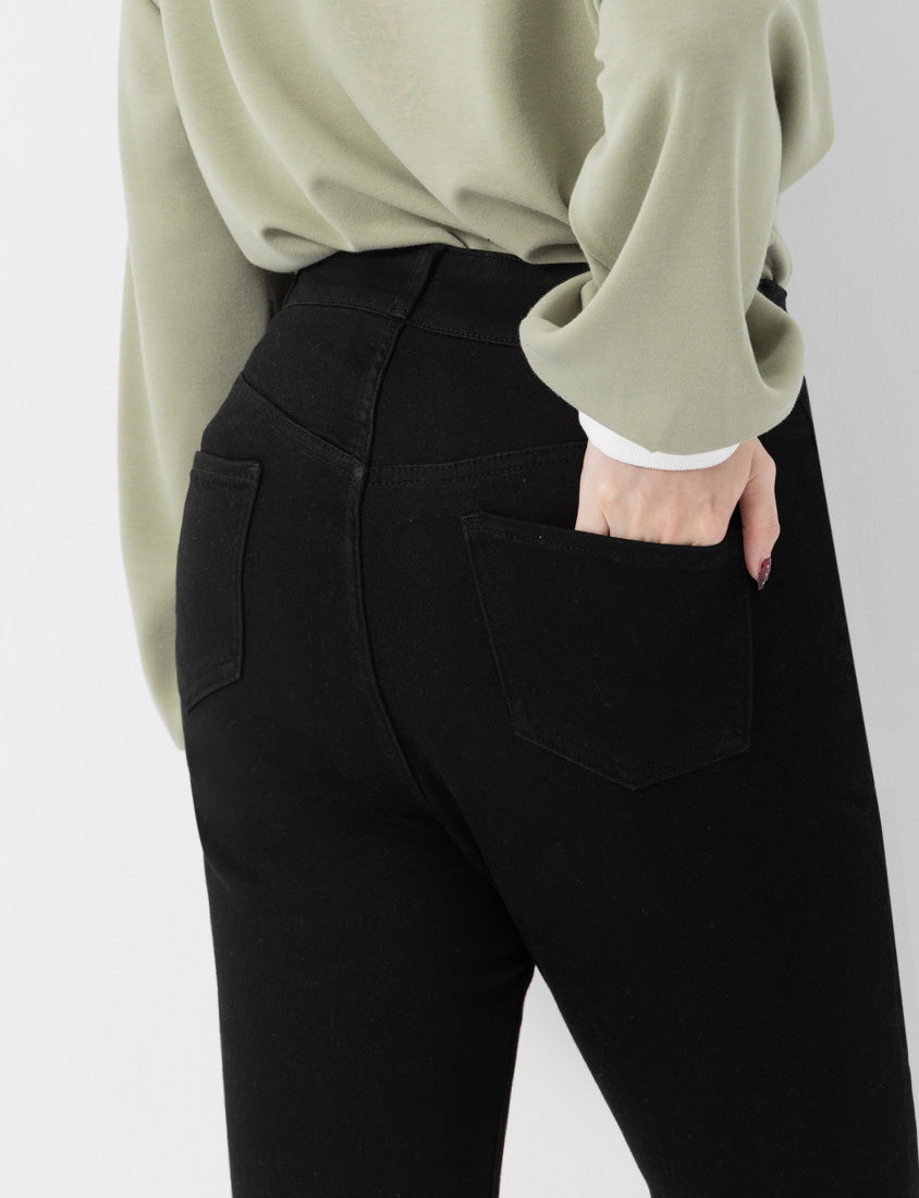 Crowds' Favorite Slimming Plus Size Wool-Fleece Black Jeans