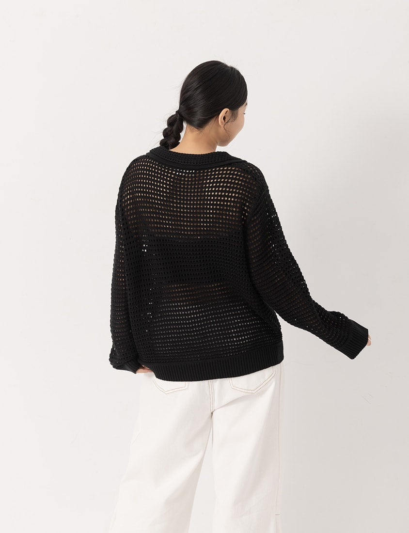 Anti-Pilling Cutout Hollow Collar Plus Size Knit Top