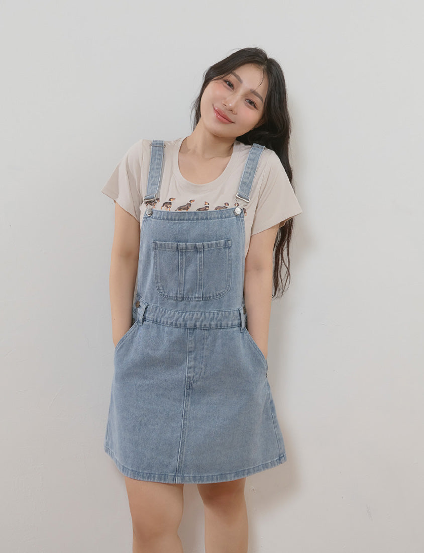 Playful Adjustable Denim Plus Size Overall Skirt