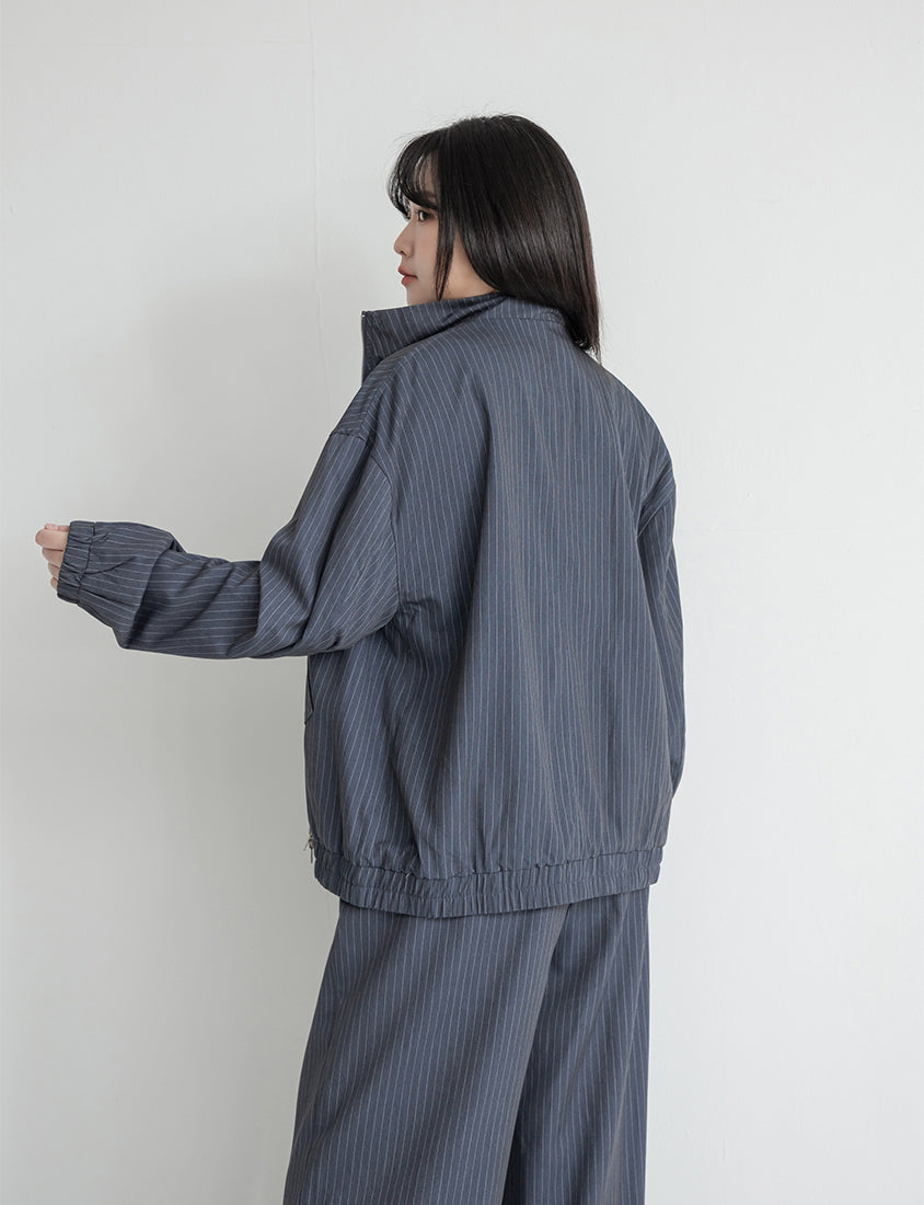 American Casual Striped Plus Size Jacket