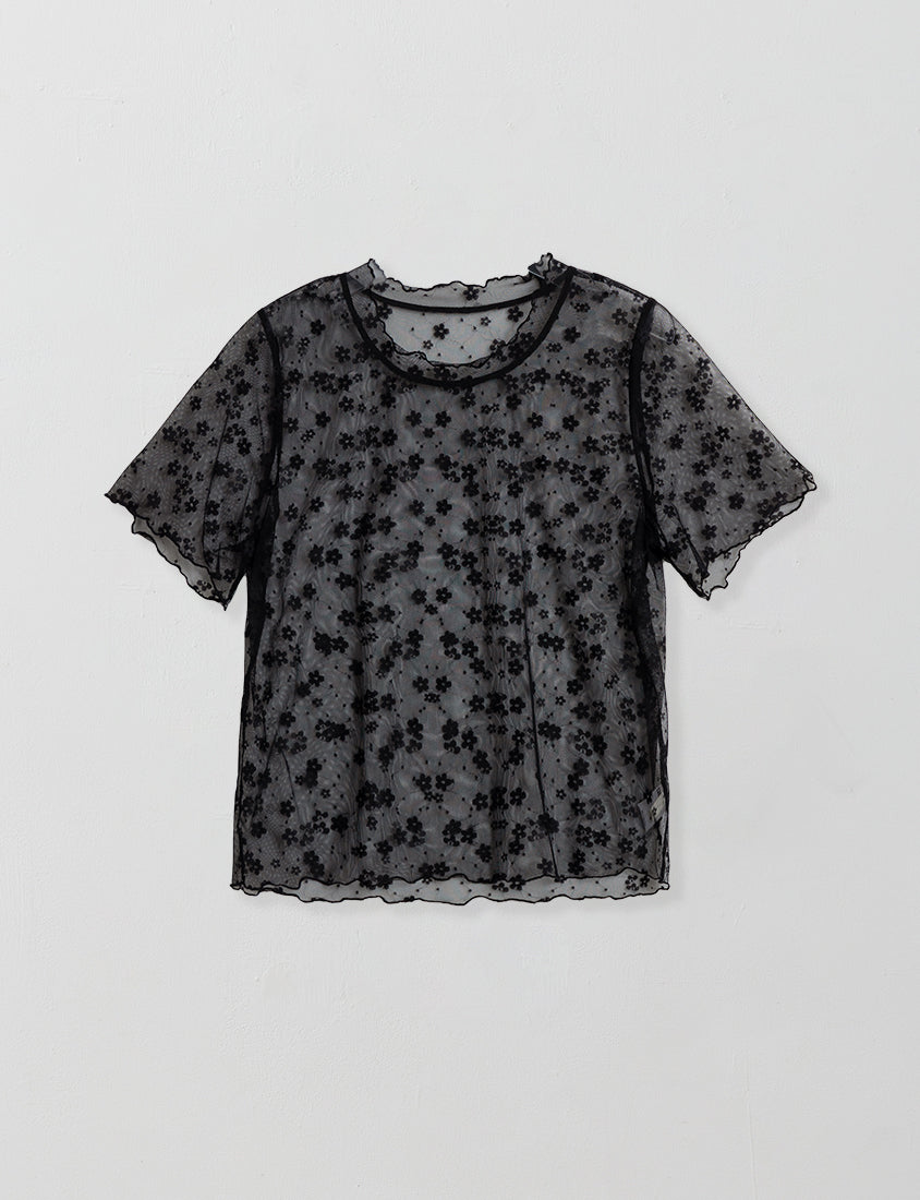 MISS. Sheer Floral Lace Plus Size Top