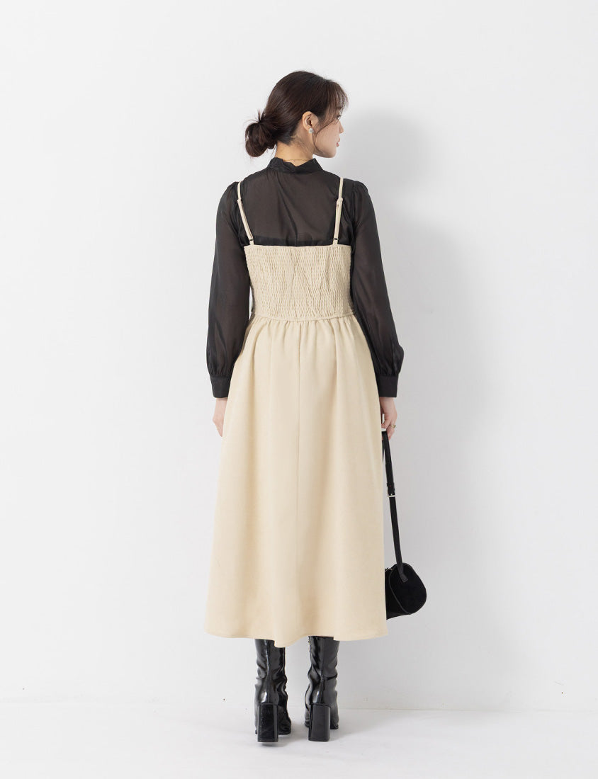 MISS. Adjustable Strap Brushed Twill Plus Size Cami Dress