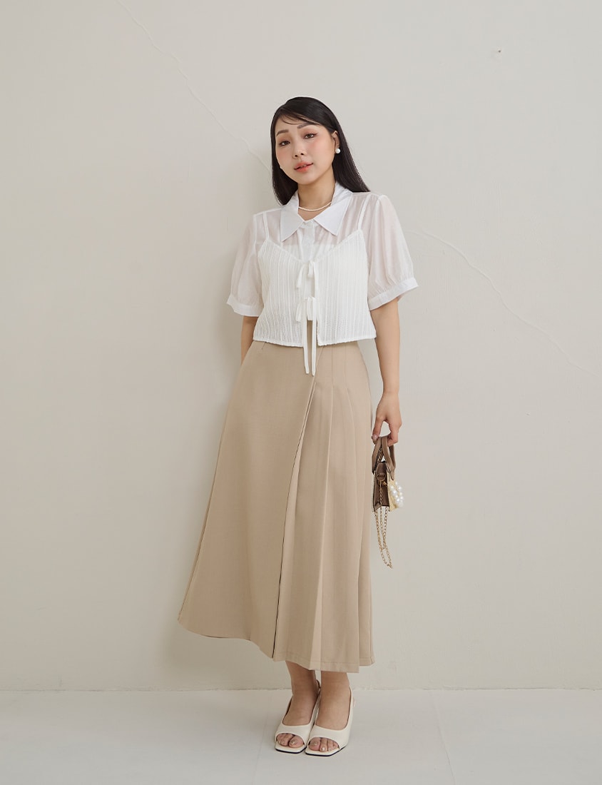 MISS. Faux Two Piece Sheer Plus Size Shirt