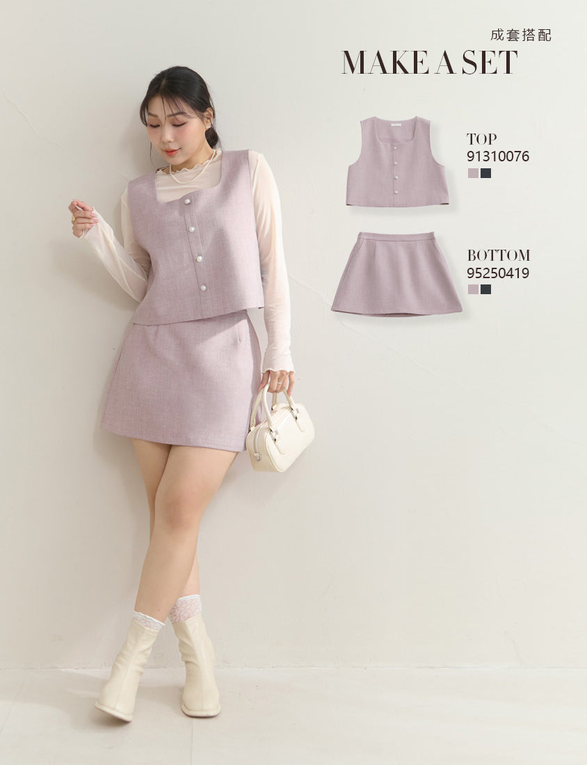 MISS. Korean Style Pearl Button Plus Size Tailored Vest