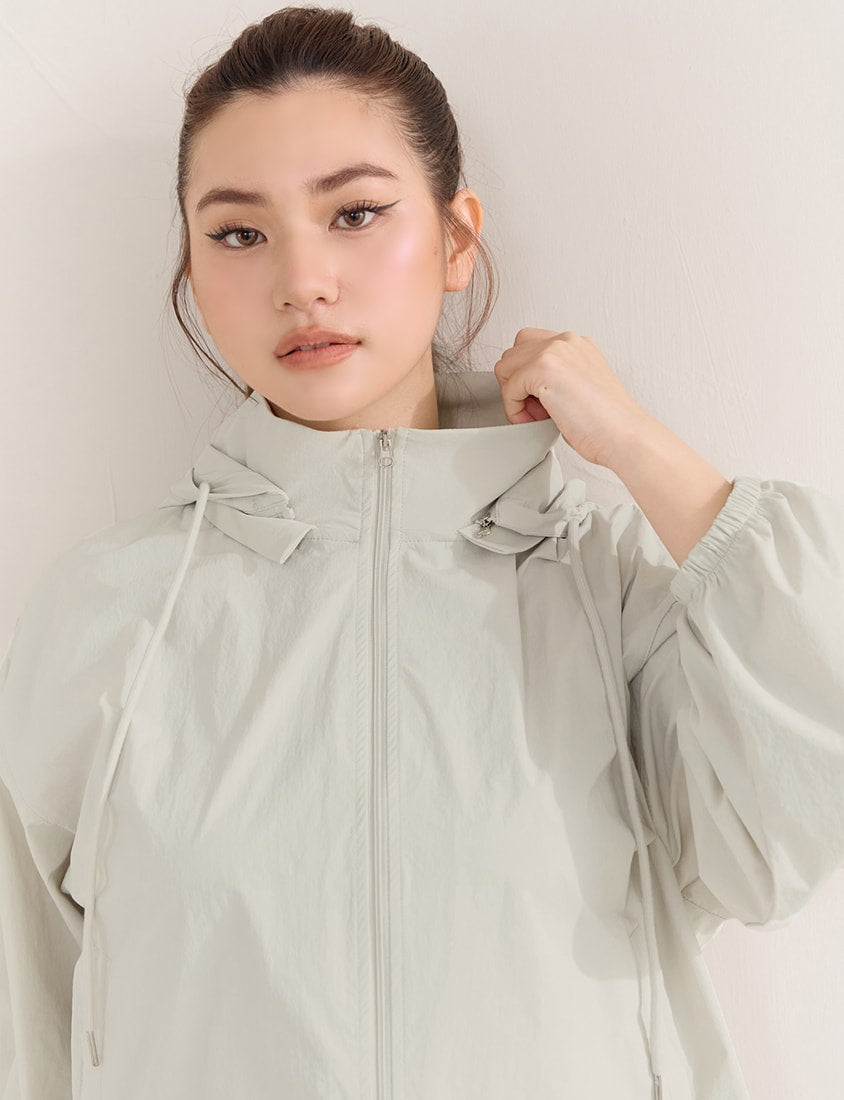 Instant Cooling UV-Protection Cropped Utility Hooded Plus Size Jacket