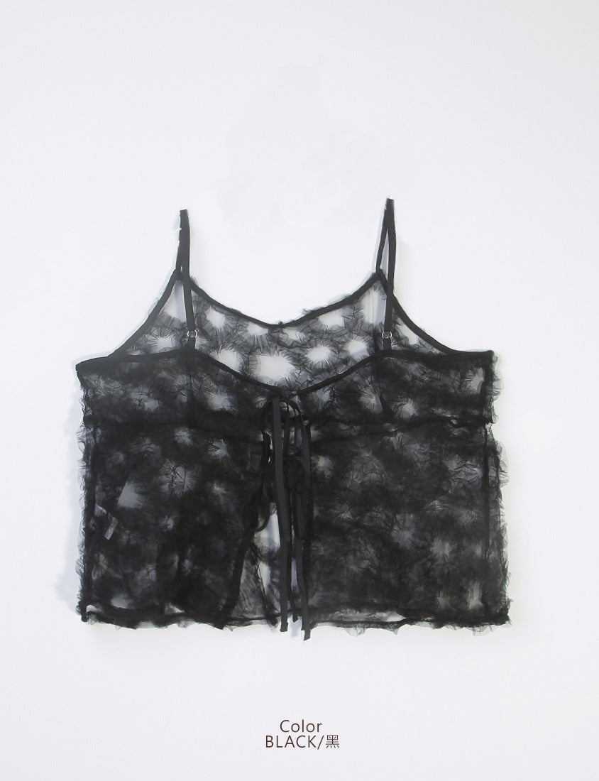 MISS. Elegant Intricate Mesh Tie Plus Size Camisole Vest