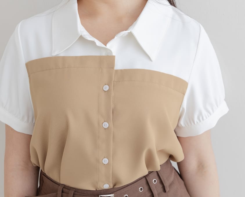 Faux Two-Piece Asymmetric Color-Block Plus Size Shirt