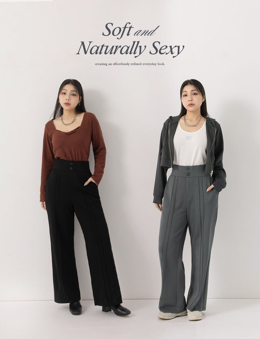 MUA! Cloud Cotton High Waist Double Seam Plus Size Pants