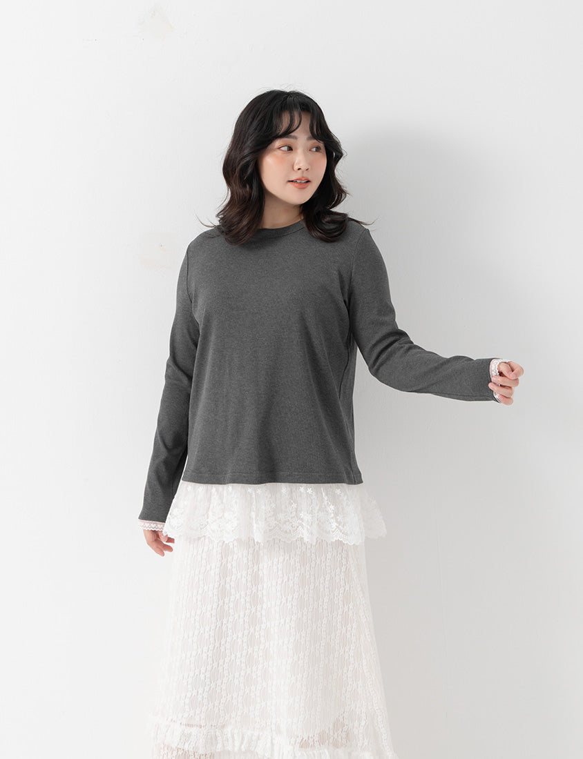 Layering Essential Lace Panel Knit Plus Size Top
