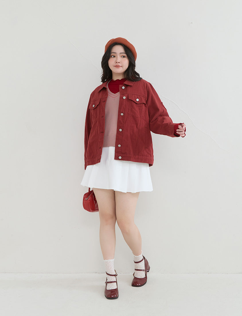 Preppy Cherry Embroidered Cropped Knit Plus Size Vest