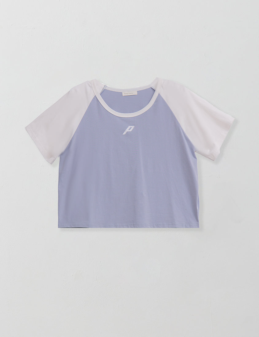 Casual Raglan Contrast Sleeve Plus Size Tee