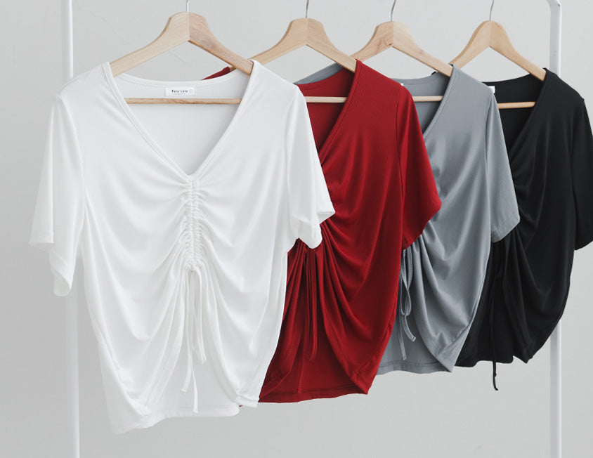 MUA! Silky Cool-Girl Ruched Plus Size Short Sleeve Top