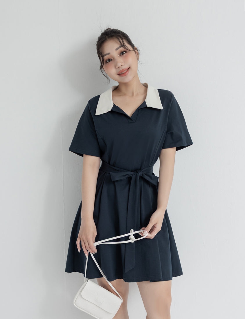 Instant Icy Cooling Collar Plus Size Mini Dress (With Waist Belt)