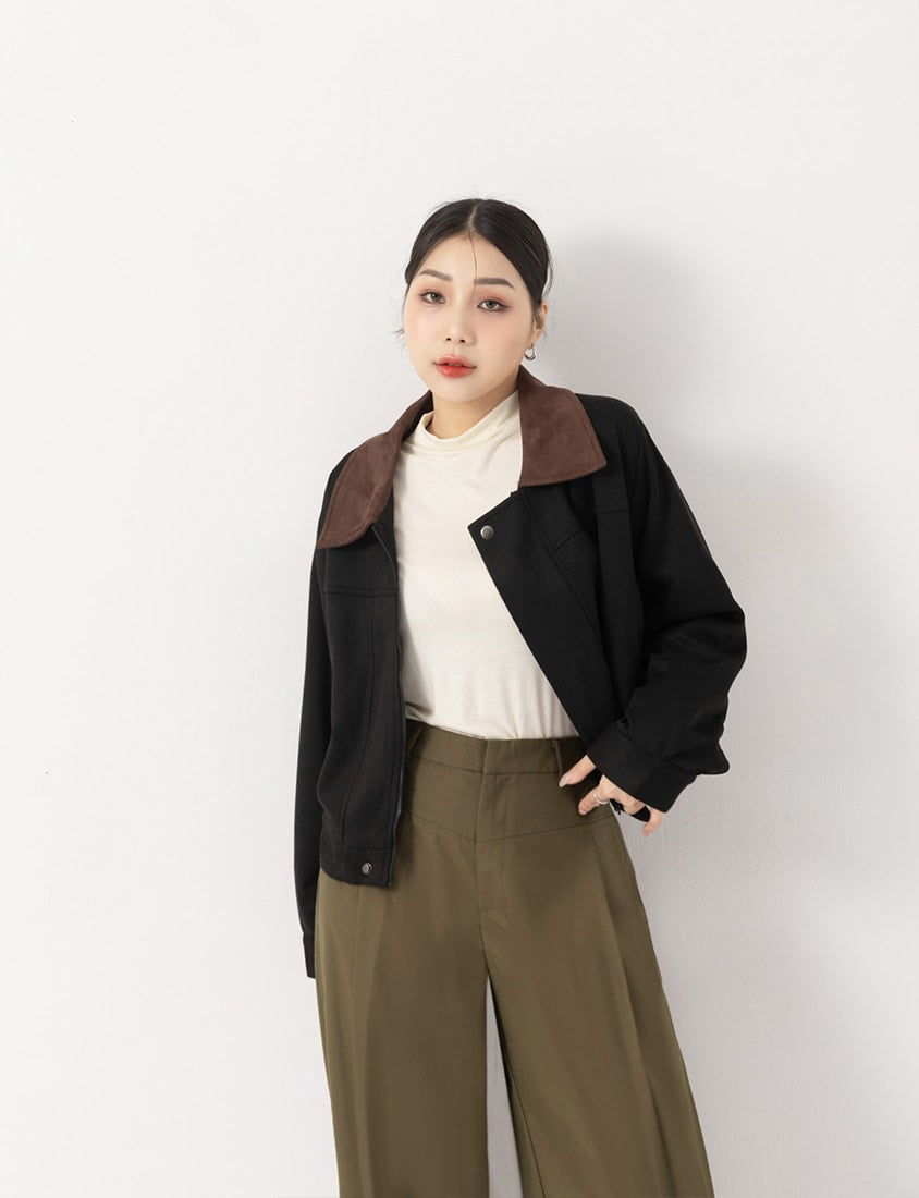 MUA! Semi Sheer TENCEL Wool Mock Neck Plus Size Long Sleeve Top
