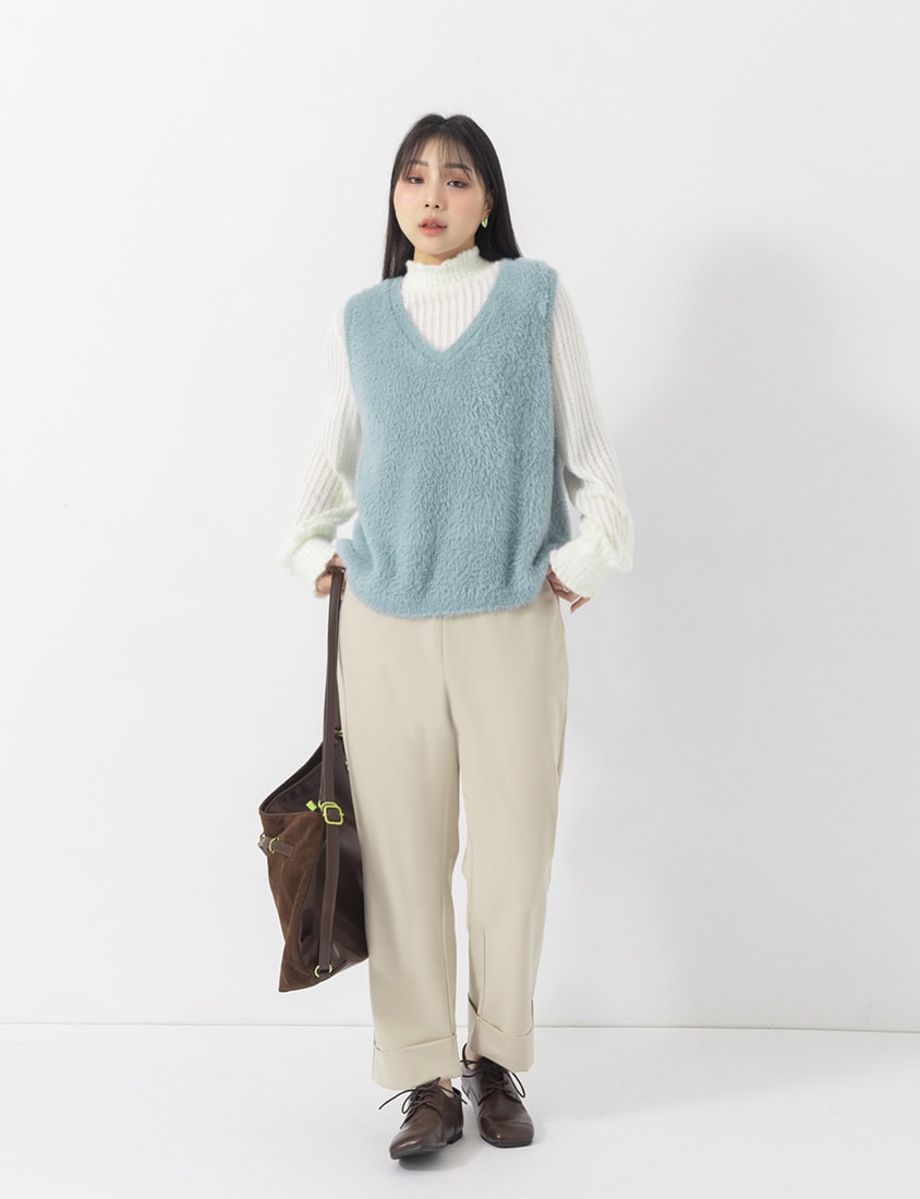 MISS. Boyfriend Style Cropped Cuffed Plus Size Tailored Pants