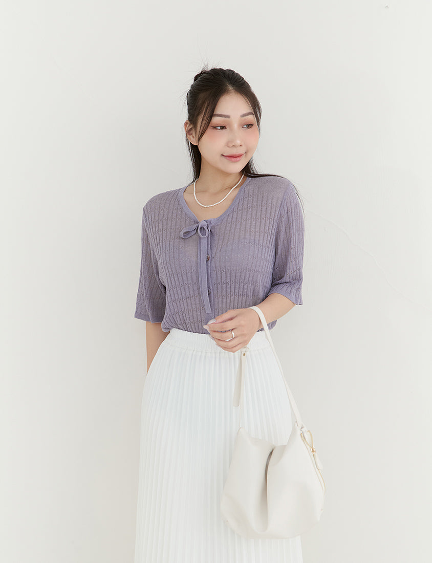 MISS. Lyocell Linen Ribbed Knit Plus Size Cardigan