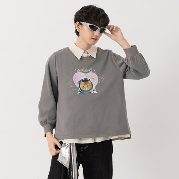 Spacesuit Cover Cat Graphic Plus Size Sweater (Unisex) (MIND.A.DAY Collaboration)