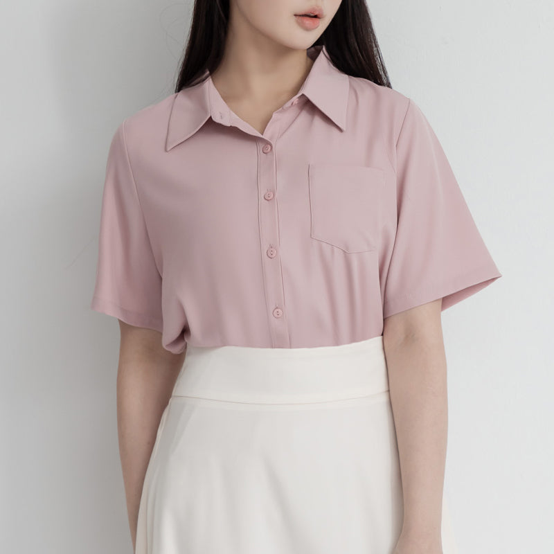 MISS. Silky Cool Classic Morandi Plus Size Shirt