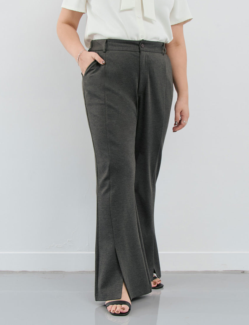 MISS. Apple-Shaped Friendly! Perfect Fit Slit Plus Size Flare Tailored Pants