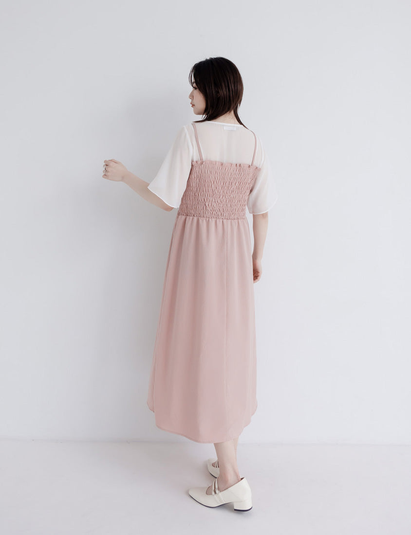 MISS. Faux Two-Piece Sheer Elastic Strap Plus Size Dress