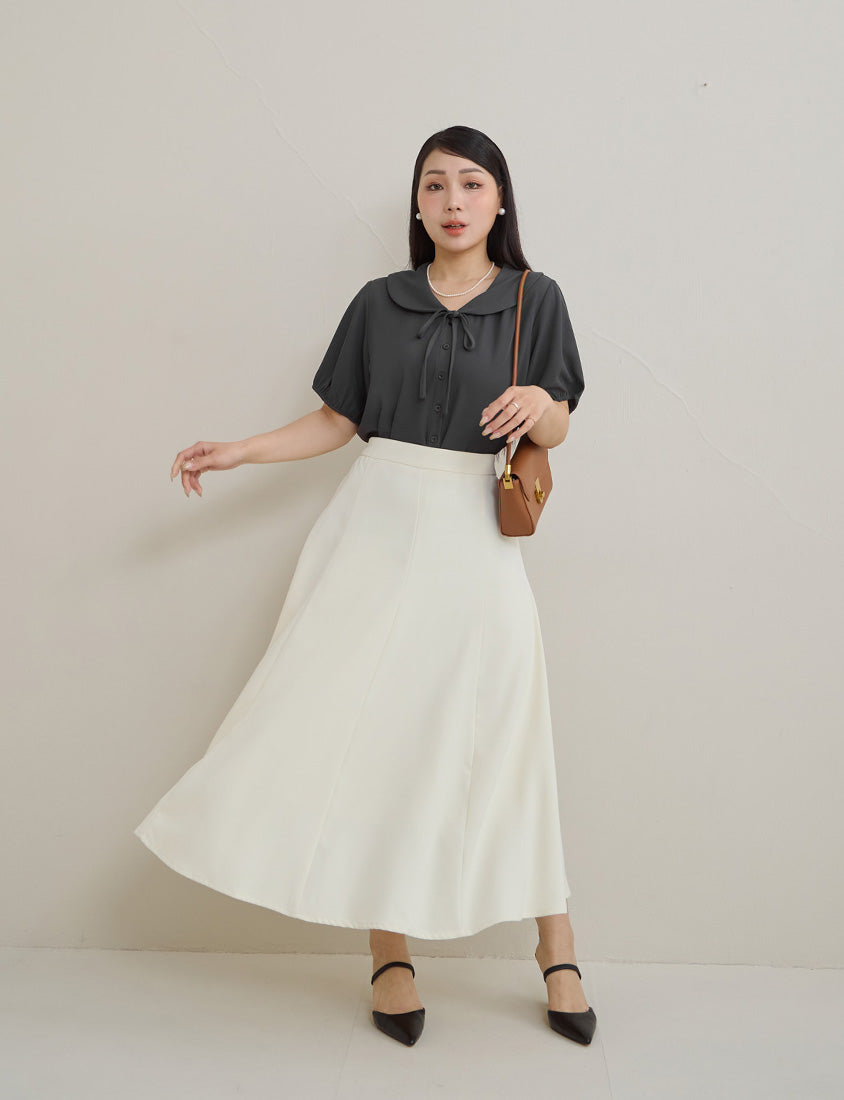 MISS. Silky Cool Wrinkle-Resistant Tie-Front Plus Size Collar Shirt