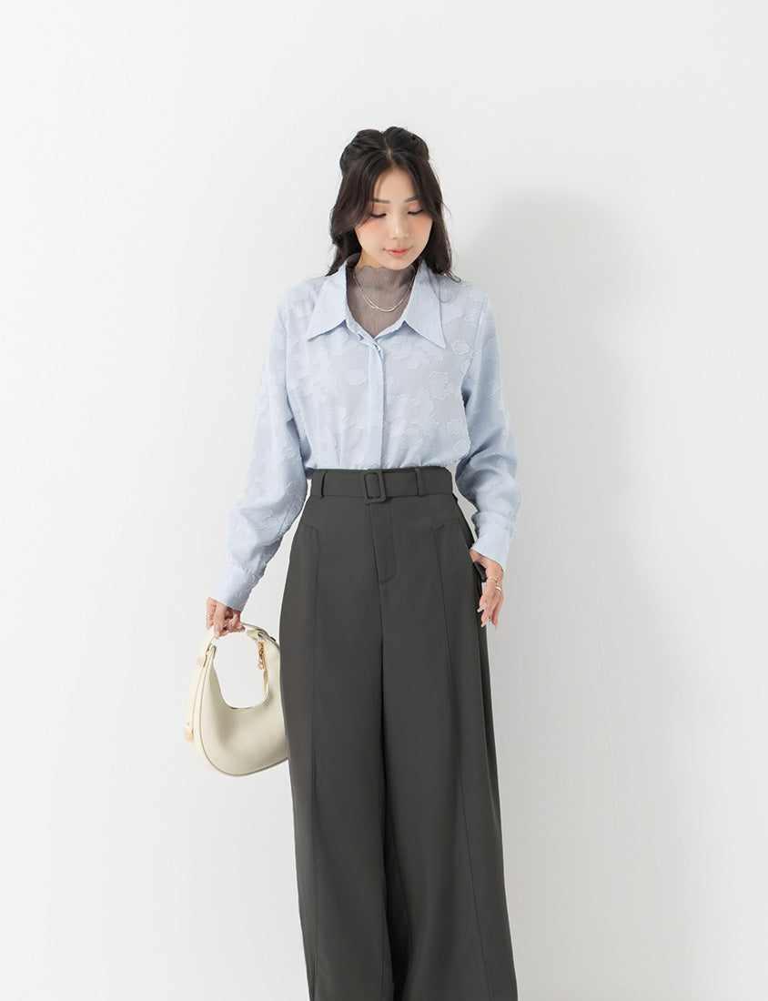 MISS. Tailored Wrinkle-Resistant Plus Size Wide Leg Pants (With Belt)