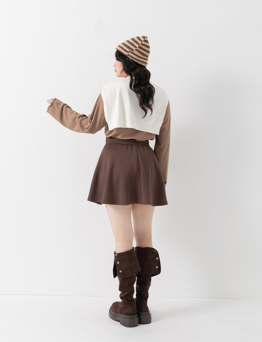 QQ Yogurt Touch Cotton Comfy A-Line Plus Size Mini Skirt