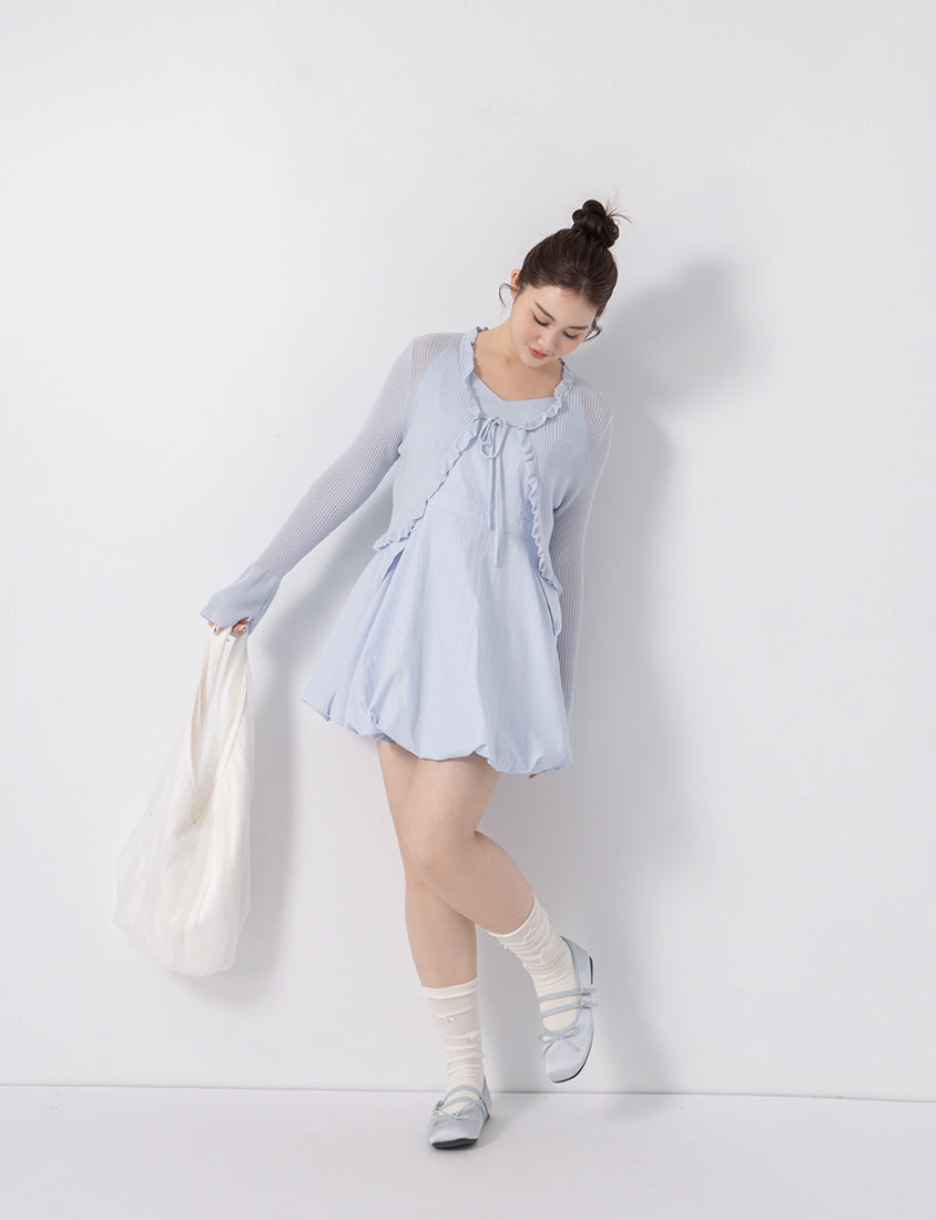 Cute Bubble Hem Adjustable Strap Plus Size Mini Dress