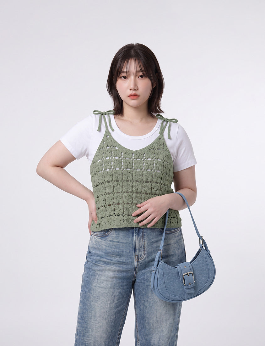 Japanese-Inspired Crochet Grid Plus Size Vest