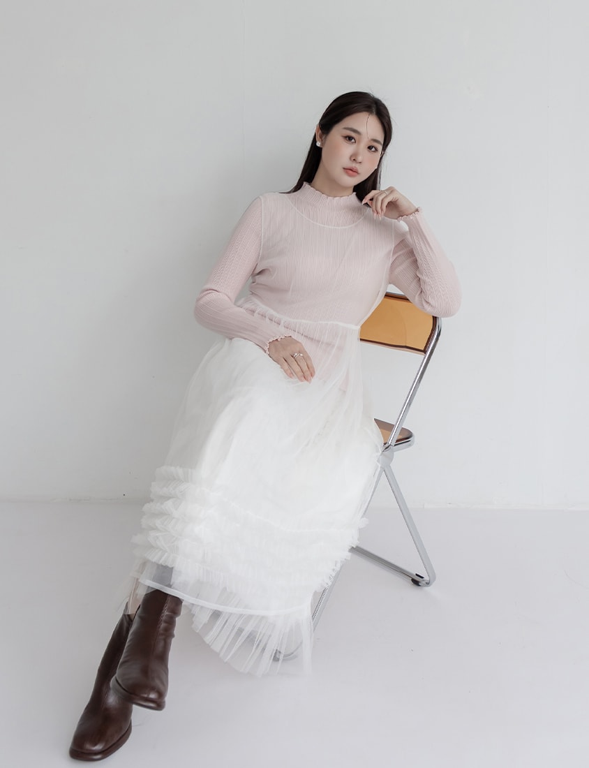 MISS. Layered Tulle Tie Sheer Plus Size Vest