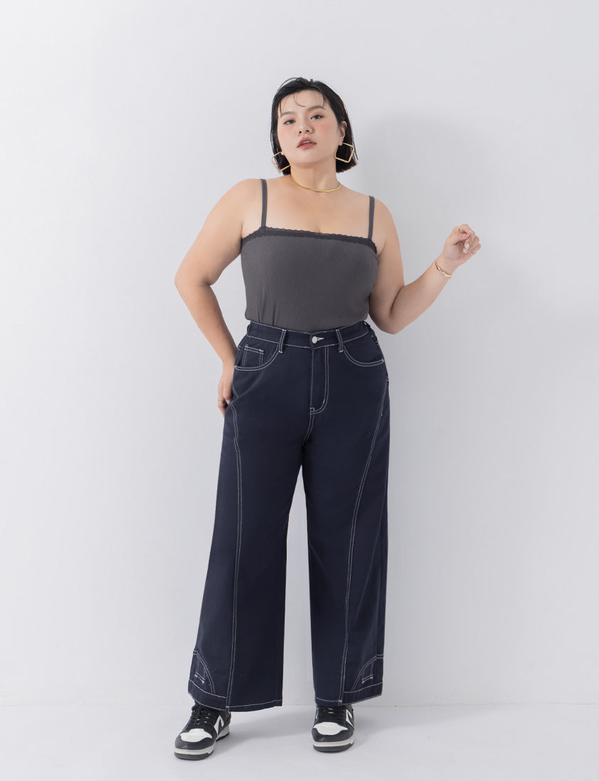 MUA! Inverted Seam Plus Size Straight-Leg Wide Pants