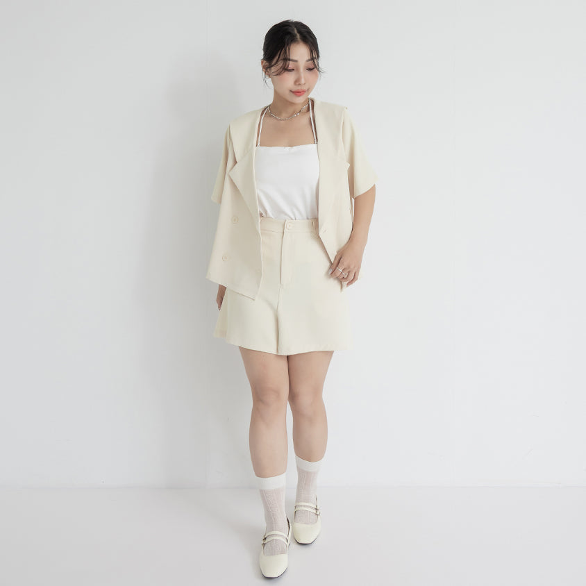 MISS. Silky Cooling Sailor Collar Plus Size Blazer