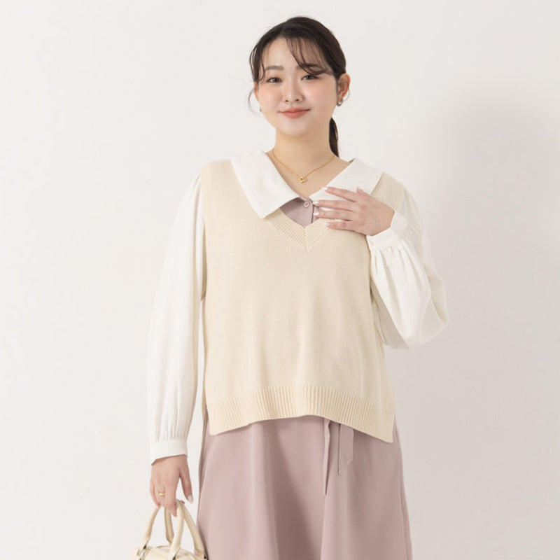 MISS. Soft Tencel Silky Wool Plus Size Knit Vest