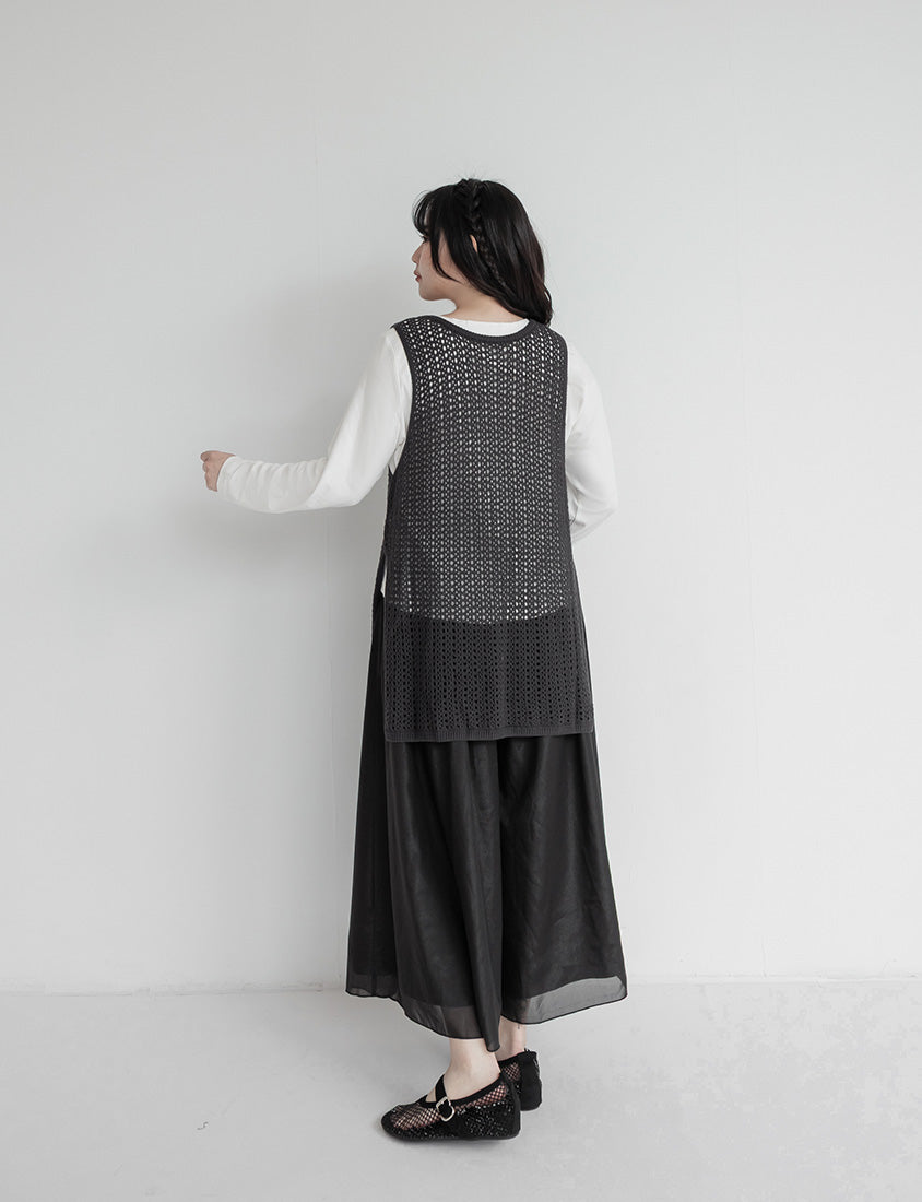 Japanese Style Layered Knit Cutout Plus Size Two-Piece Set