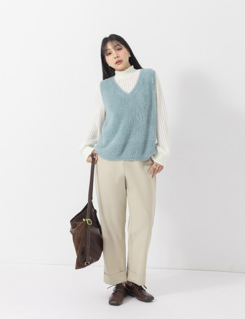 MISS. Boyfriend Style Cropped Cuffed Plus Size Tailored Pants