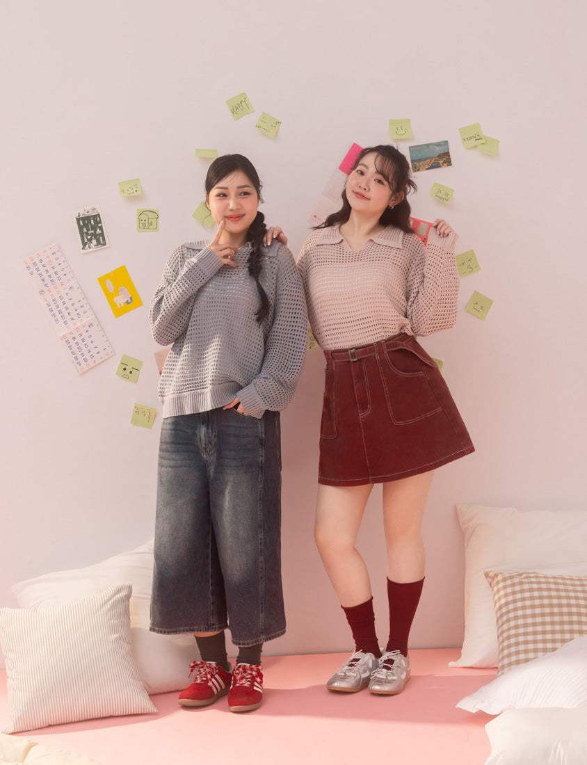 Anti-Pilling Cutout Hollow Collar Plus Size Knit Top