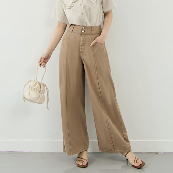 Pear-Shaped Friendly! Perfect Fit Twill Cotton Plus Size Wide Pants