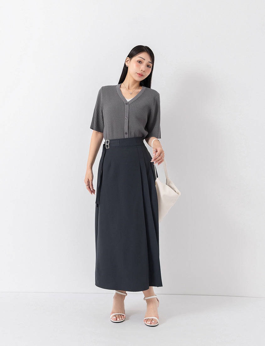 MISS. Minimal Faux Two-Piece Button-Front Knit Plus Size Top