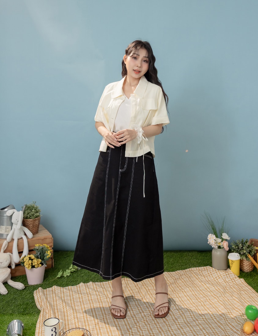 Spring Cotton Linen Stitch Plus Size Short Sleeve Shirt