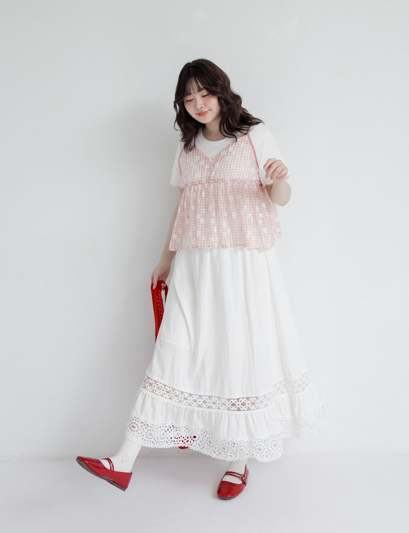 Playful Bubble Plaid Plus Size Two-Piece Set