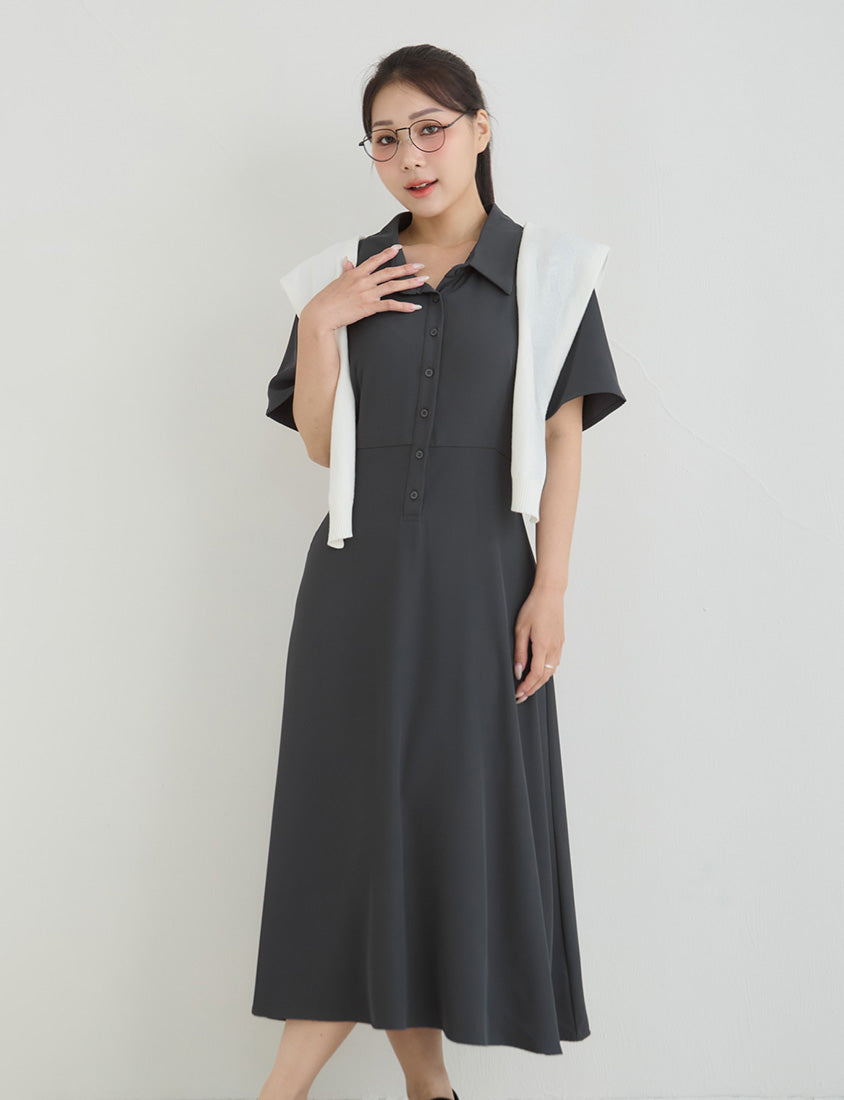 Silky Cool Slim Fit Plus Size Shirt Dress