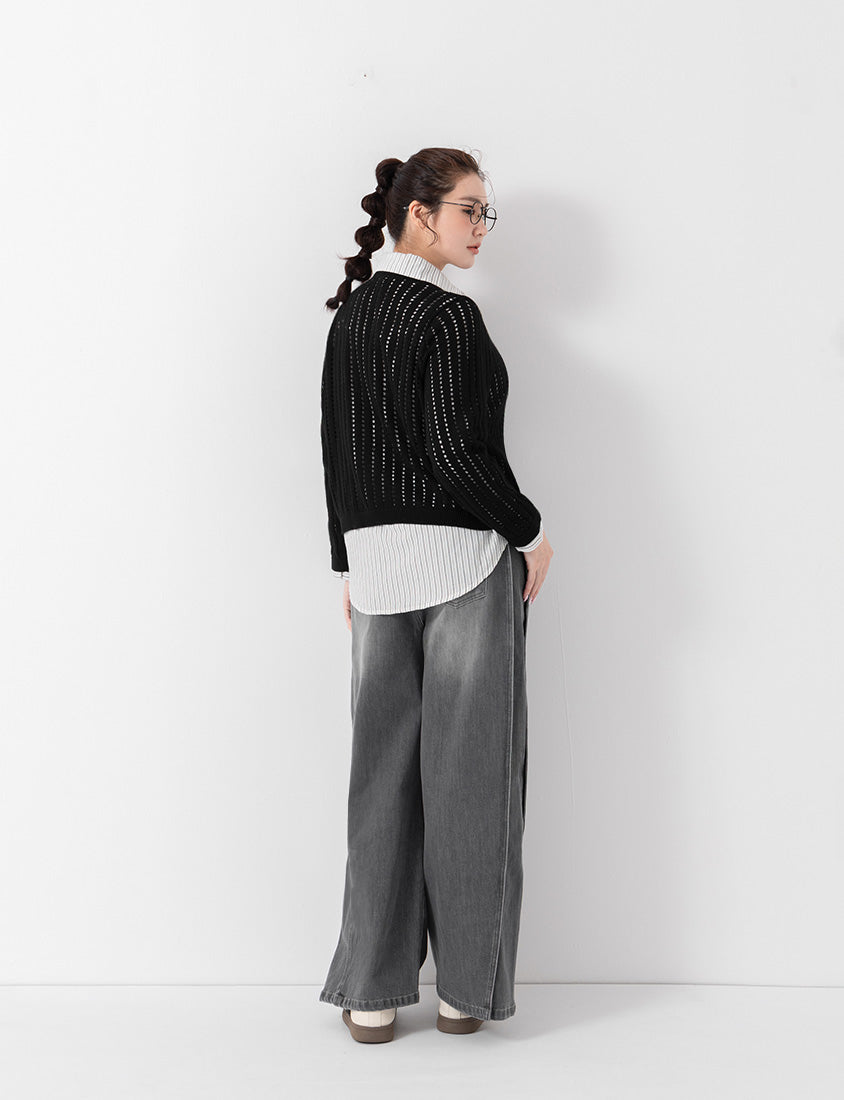 Geometric Seams Panel Slimming Plus Size Jeans