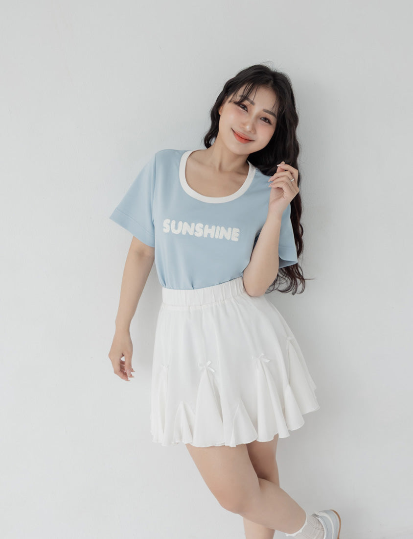 Contrast Fuzzy Embroidery Plus Size Crewneck Tee