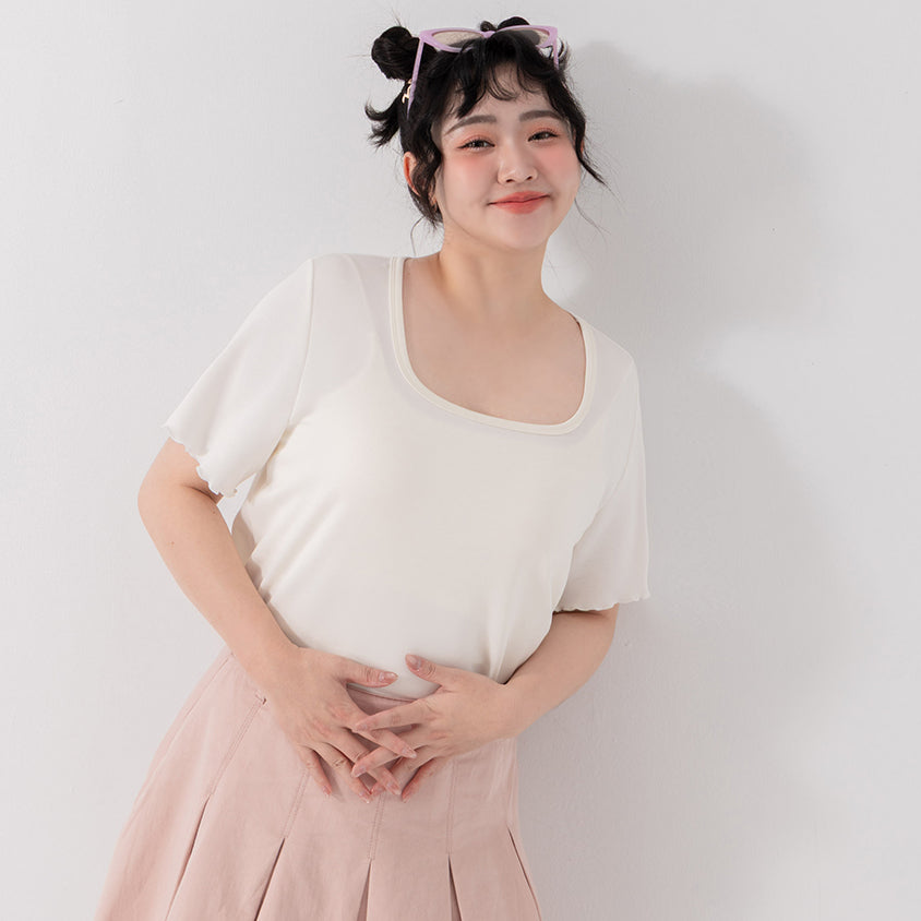 Instant Cooling Cloud Cotton Square Neck Plus Size Tee