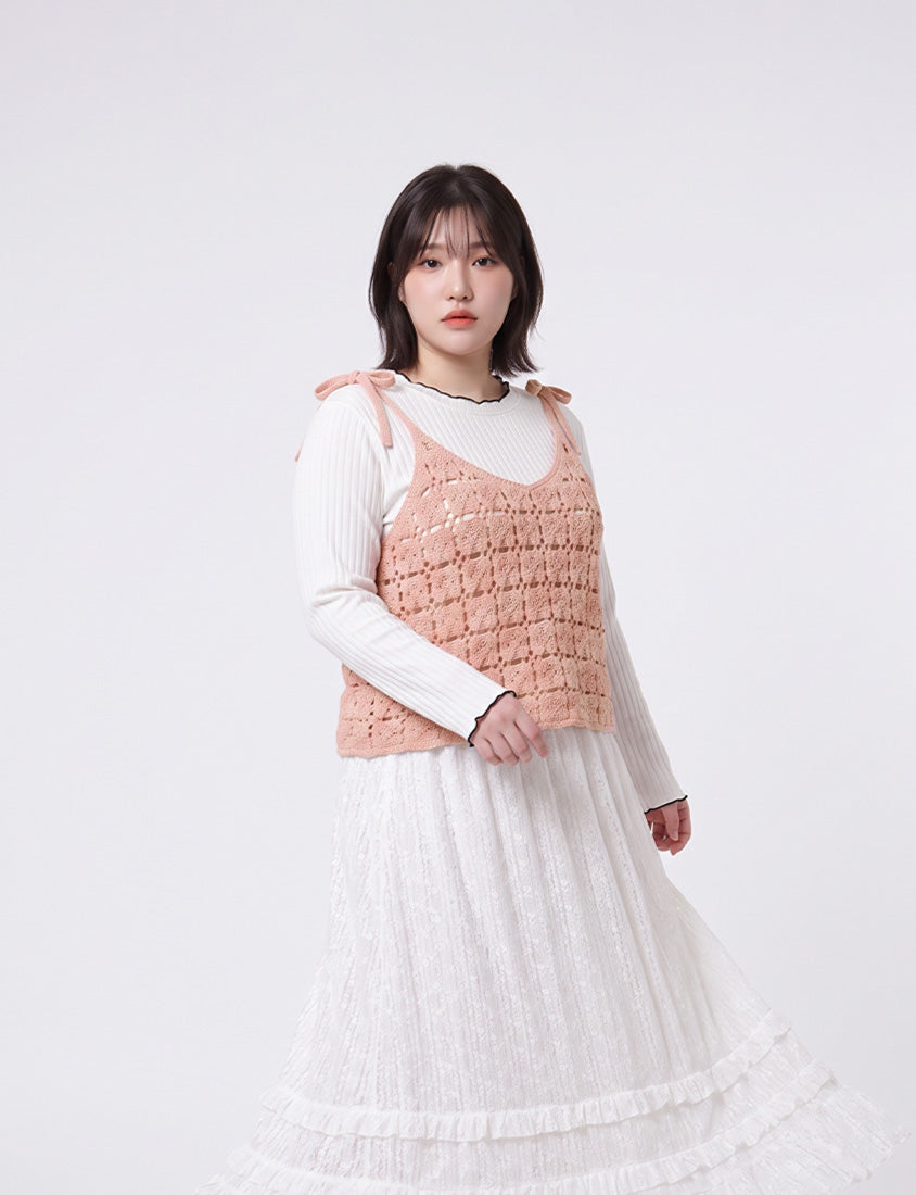 Japanese-Inspired Crochet Grid Plus Size Vest