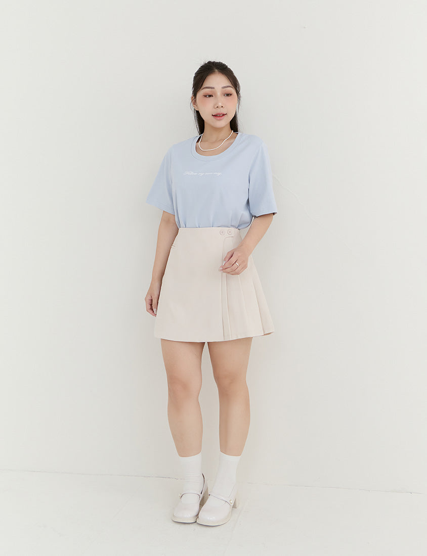 MISS. Elegant Contrast Letter Print Plus Size Tee