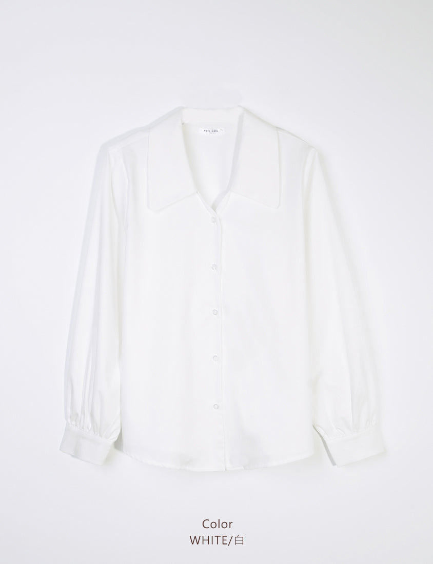 MISS. Elegant V-Neck Plus Size Puff Sleeve Blouse